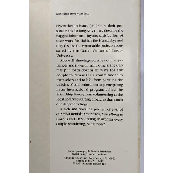 Jimmy and Rosalynn Carter - Everything to Gain - Hardbound with D/J Gently Read - Picture 4 of 7